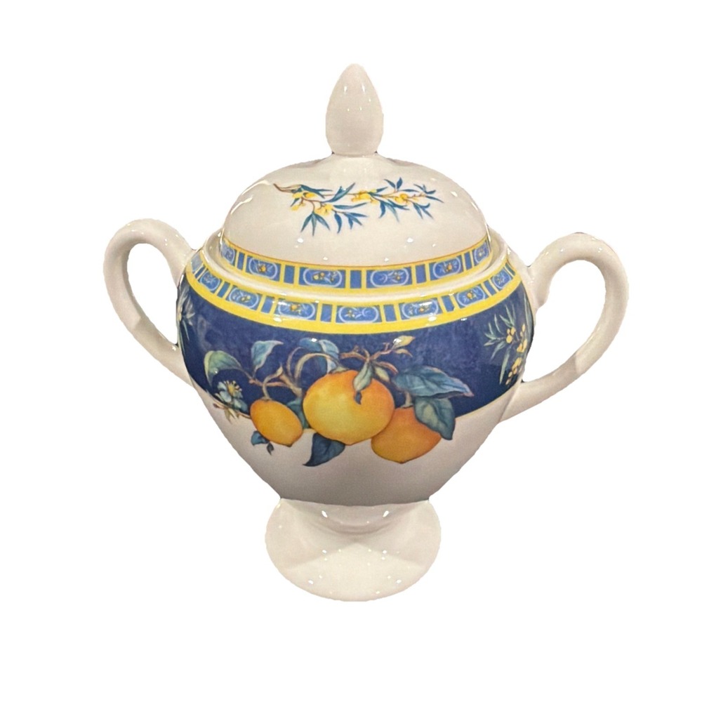 Vtg Wedgewood Citron Lemon Lidded Sugar Bowl Bone China‎ Made In England